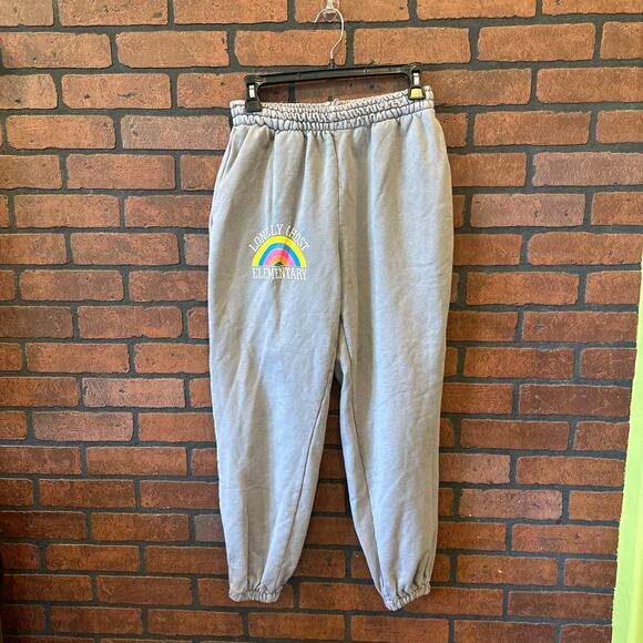 Lonely Ghost Elementary Grey Sweatpants Rainbow Lounge Wear Streetwear - Picture 1 of 13